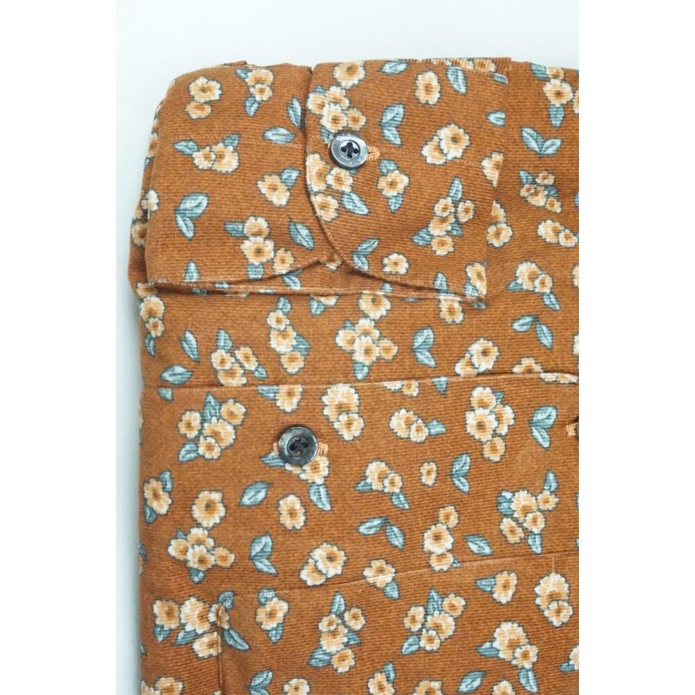 Isaia Microfiber Orange Gray Floral Long Sleeve Cotton Dress Shirt 15.5/39 NEW - Picture 2 of 3